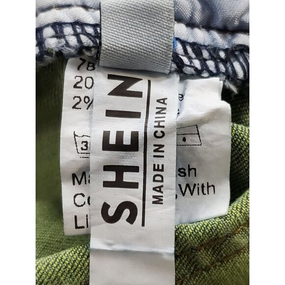 Shein  Size 34 Paint Splash Green Fiber Distressed Ripped Light Wash Jeans Blue - Picture 8 of 9